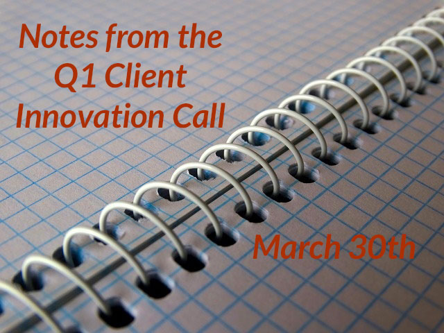 Notes from HighRoad's Q1 Innovation Call